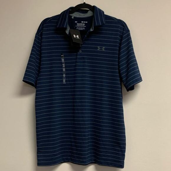 Under Armour Men's MEDIUM UA Performance Polo Shirt Top, Blue / Gray - Picture 3 of 8